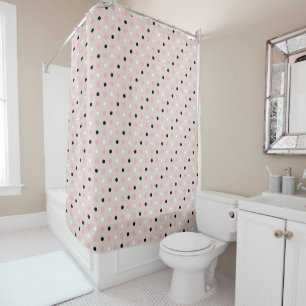 Pink and black Dots Shower Curtain