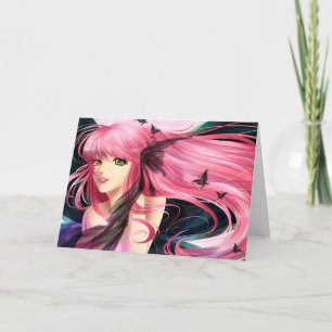 Pink and Black Fantasy Greeting Card