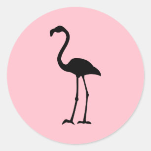 Pink and Black Flamingo Classic Round Sticker