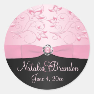 Pink and Black Floral 1.5" Round Sticker