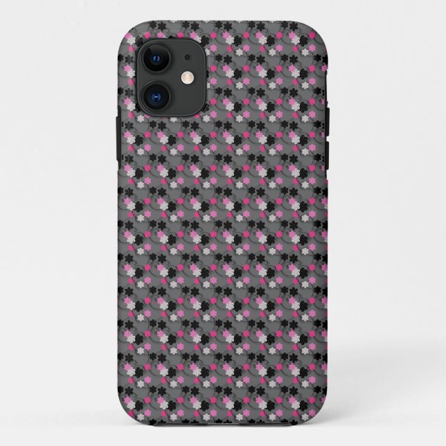 Pink And Black Floral Case-Mate iPhone Case (Back)