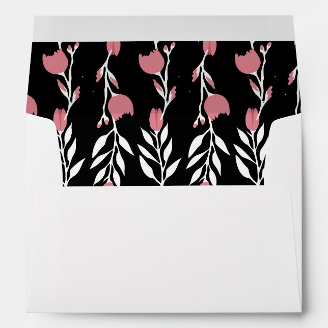Pink and Black Floral Envelope (Back (Bottom))