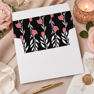 Pink and Black Floral Envelope
