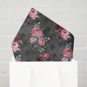 Pink and Black Floral Gothic Tissue Paper