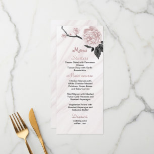 pink and black floral marble wedding  menu