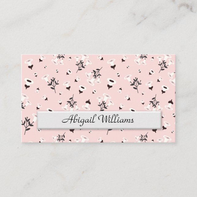 Pink and Black Floral Pattern Business Card (Front)