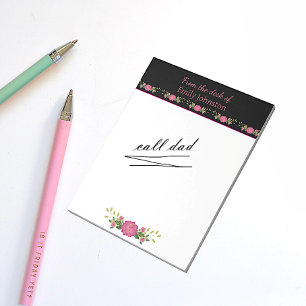 Pink and Black Floral Personalised Notepad