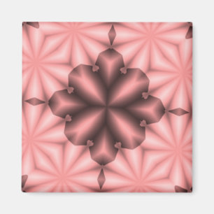 Pink and Black Floral Star Kaleidoscope Magnet