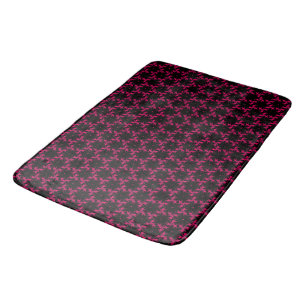 Pink and Black Flower Cluster Bath Mat