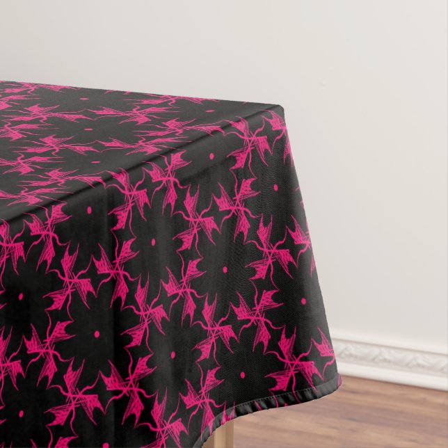 Pink and Black Flower Cluster  Tablecloth (In Situ)
