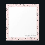 Pink and Black Flower Drawing Pattern Name Notepad<br><div class="desc">A pretty pattern of flowers in pink,  black,  and white,  personalised with your name. Please contact me with any questions or requests.</div>