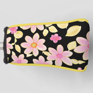 Pink and Black Flower Pattern Golf Head Cover