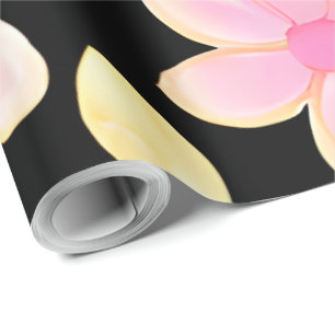 Pink and Black Flower Pattern  Wrapping Paper