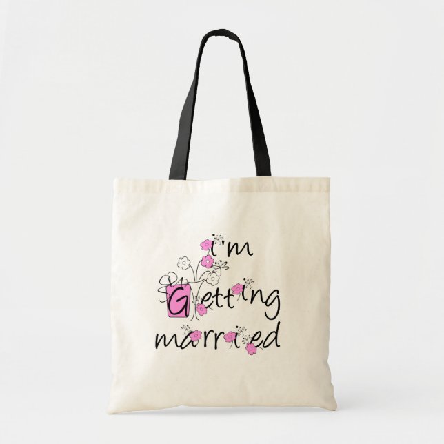 Pink and Black Flowers Bride Tshirts and Gifts Tote Bag (Front)