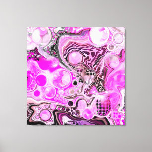 Pink and Black Fluid Art   Canvas Print