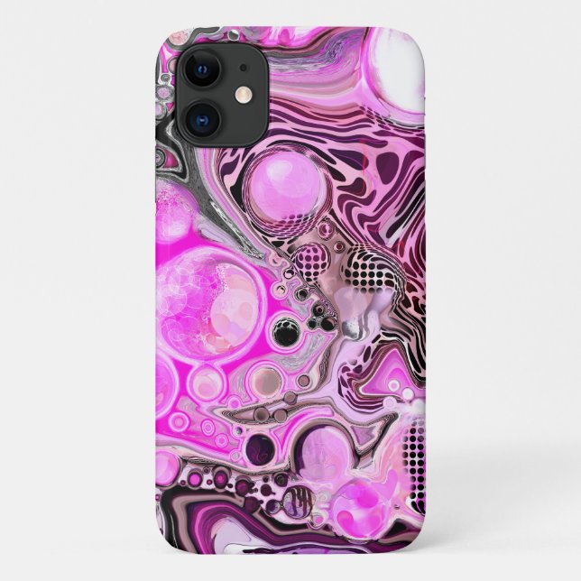 Pink and Black Fluid Art Pour Painting Effect   Case-Mate iPhone Case (Back)