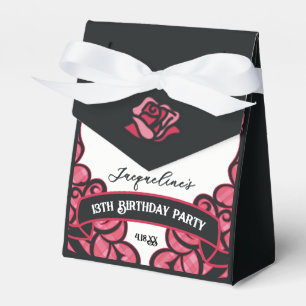 Pink and Black Gated Rose Princess Birthday Favor Favour Box