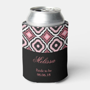 Pink and Black Geometric Pattern Can Cooler
