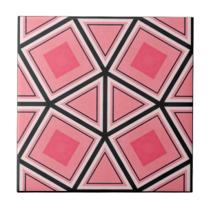 Pink and Black Geometric Tile