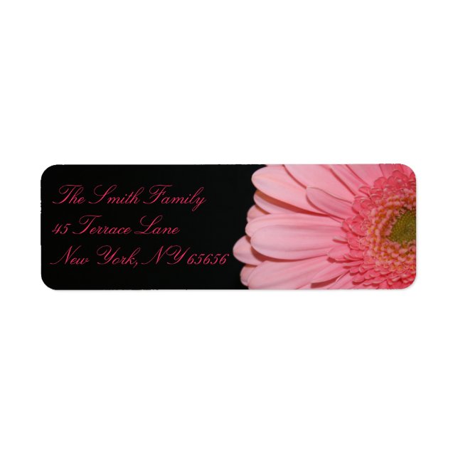 Pink and Black Gerber Daisy Return Address Labels (Front)