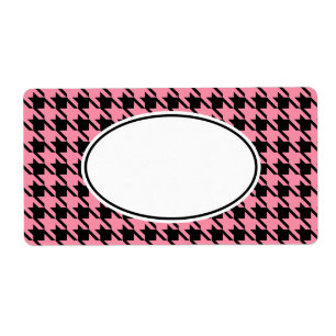 Pink and Black Gingham Label