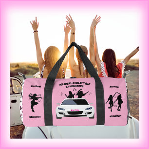 Pink and Black Girls Trip Getaway Duffel Bag