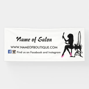 Pink and Black Girly Girl Hair and Beauty Salon Banner