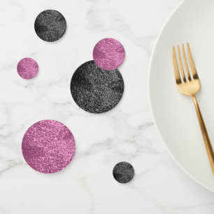 Pink and Black Glitter Confetti