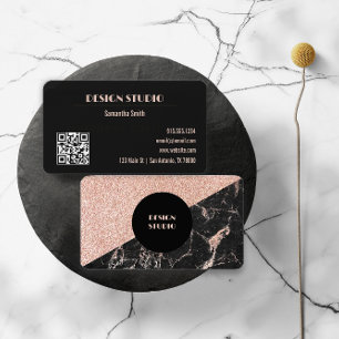 Pink and Black Glitter Glam Business Card