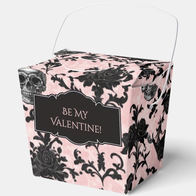 Pink and Black Goth Skulls and Roses  Favor Boxes (Front)