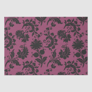 Pink and Black Gothic Flowers Pattern Halloween Tissue Paper