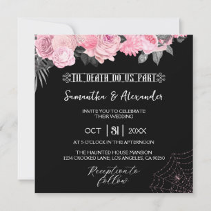 Pink and Black Gothic Wedding Invitation