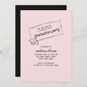Pink and Black Graduation Party Invitation