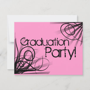 Pink and Black Graduation Party Invitation