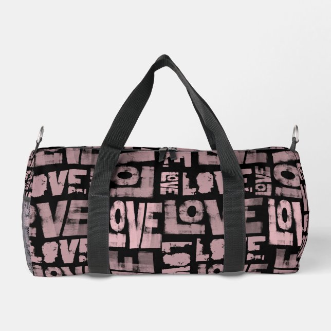 Pink and Black Gym Bag - Love Graffiti (Back)