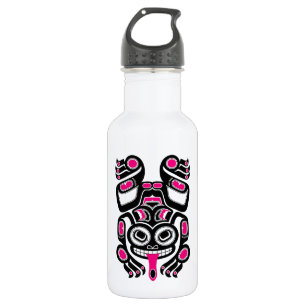 Pink and Black Haida Spirit Tree Frog 532 Ml Water Bottle