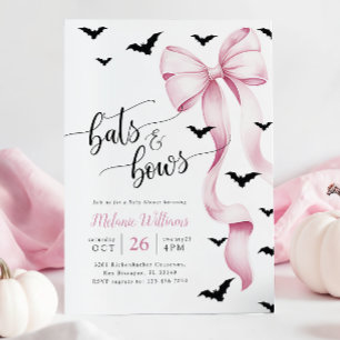 Pink and Black Halloween Baby Shower Invitation