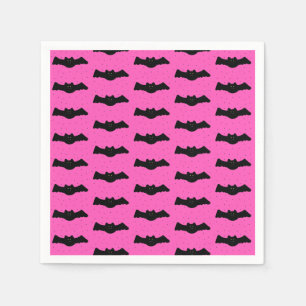Pink and Black Halloween Bats Napkin