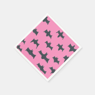 Pink and Black Halloween Bats Napkin