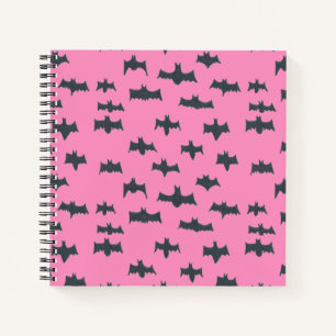 Pink and Black Halloween Bats Notebook