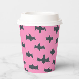 Pink and Black Halloween Bats  Paper Cups