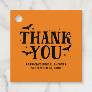 Pink And Black Halloween Bridal Shower Thank You Favour Tags