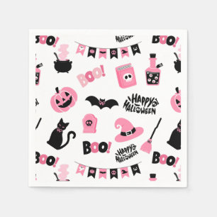 Pink and Black Halloween Napkin