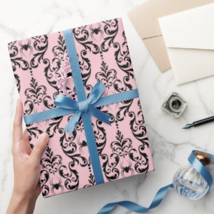 Pink and Black Halloween Wrapping Paper