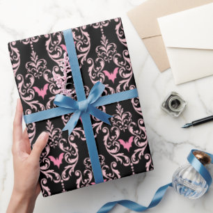 Pink and Black Halloween Wrapping Paper