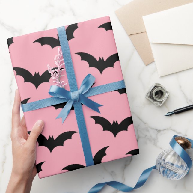 Pink and Black Halloween Wrapping Paper (Gifting)