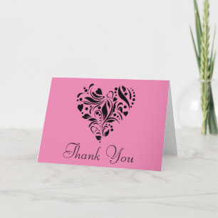 Pink and Black Heart Design  Thank You Card