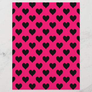 Pink and Black Heart Pattern Stationery Paper