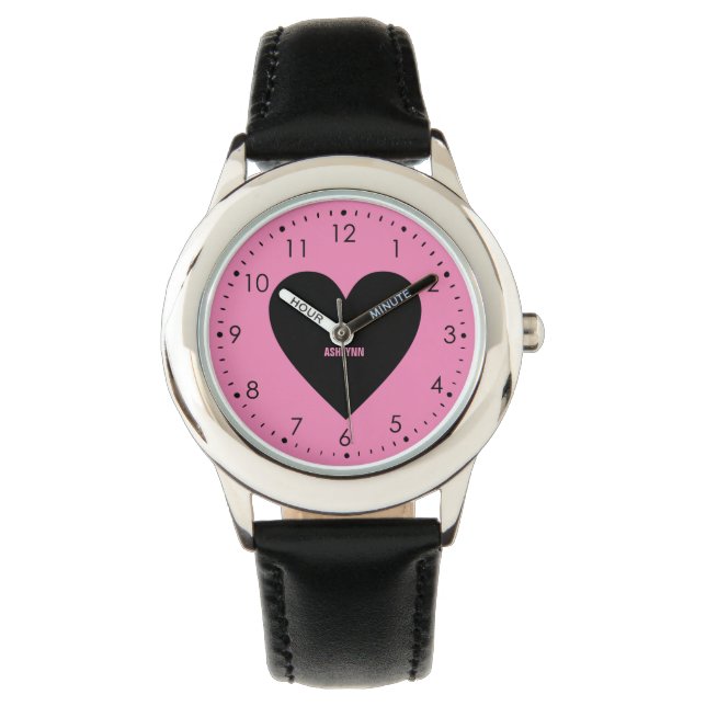 Pink and Black Heart Watch (Front)