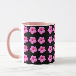 Pink And Black Hibiscus Flower, Combo Coffee Mug